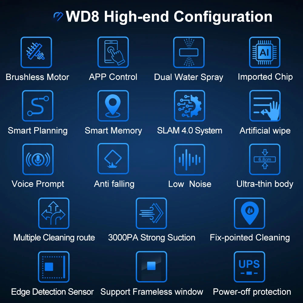 Smart Home Glass Wall Wet Dry Cleaning ,APP&Remote Control