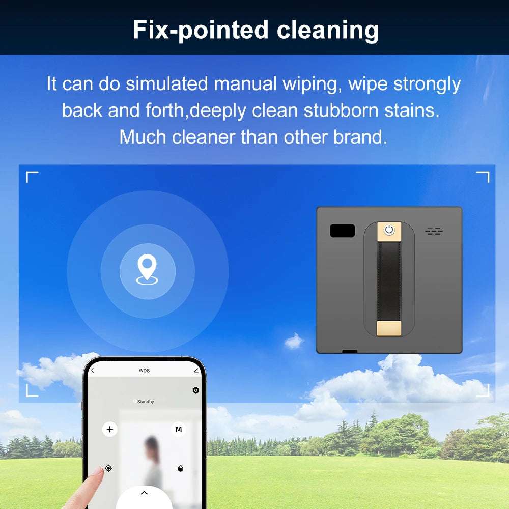 Smart Home Glass Wall Wet Dry Cleaning ,APP&Remote Control